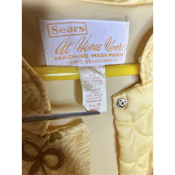 Sears at Home Wear Quilted Robe Long Lined Button Up Size Large Union Made 1970s - Picture 9 of 10